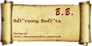 Bársony Beáta névjegykártya