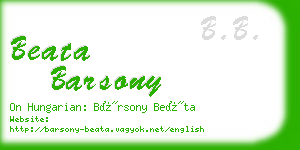 beata barsony business card